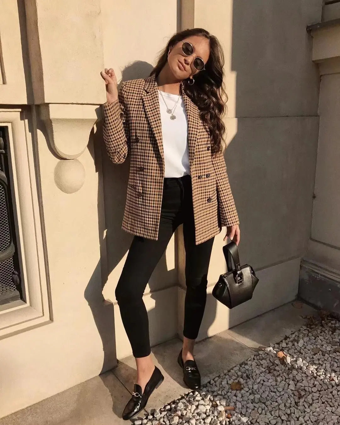 Rutig blazer i vintagestil