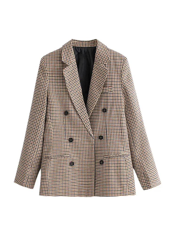 Rutig blazer i vintagestil