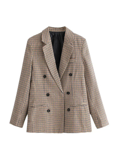 Rutig blazer i vintagestil