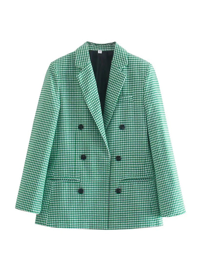 Rutig blazer i vintagestil