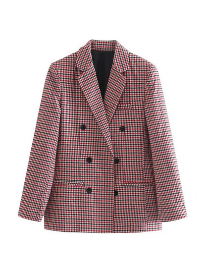 Rutig blazer i vintagestil