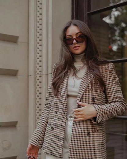 Rutig blazer i vintagestil