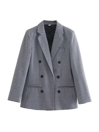 Rutig blazer i vintagestil