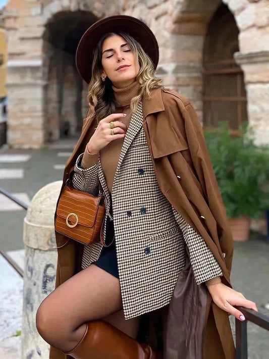 Rutig blazer i vintagestil